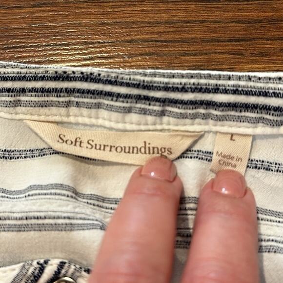 Soft Surroundings Women's Long Sleeve Blue/White Striped Tunic Top Size Large - Picture 5 of 6